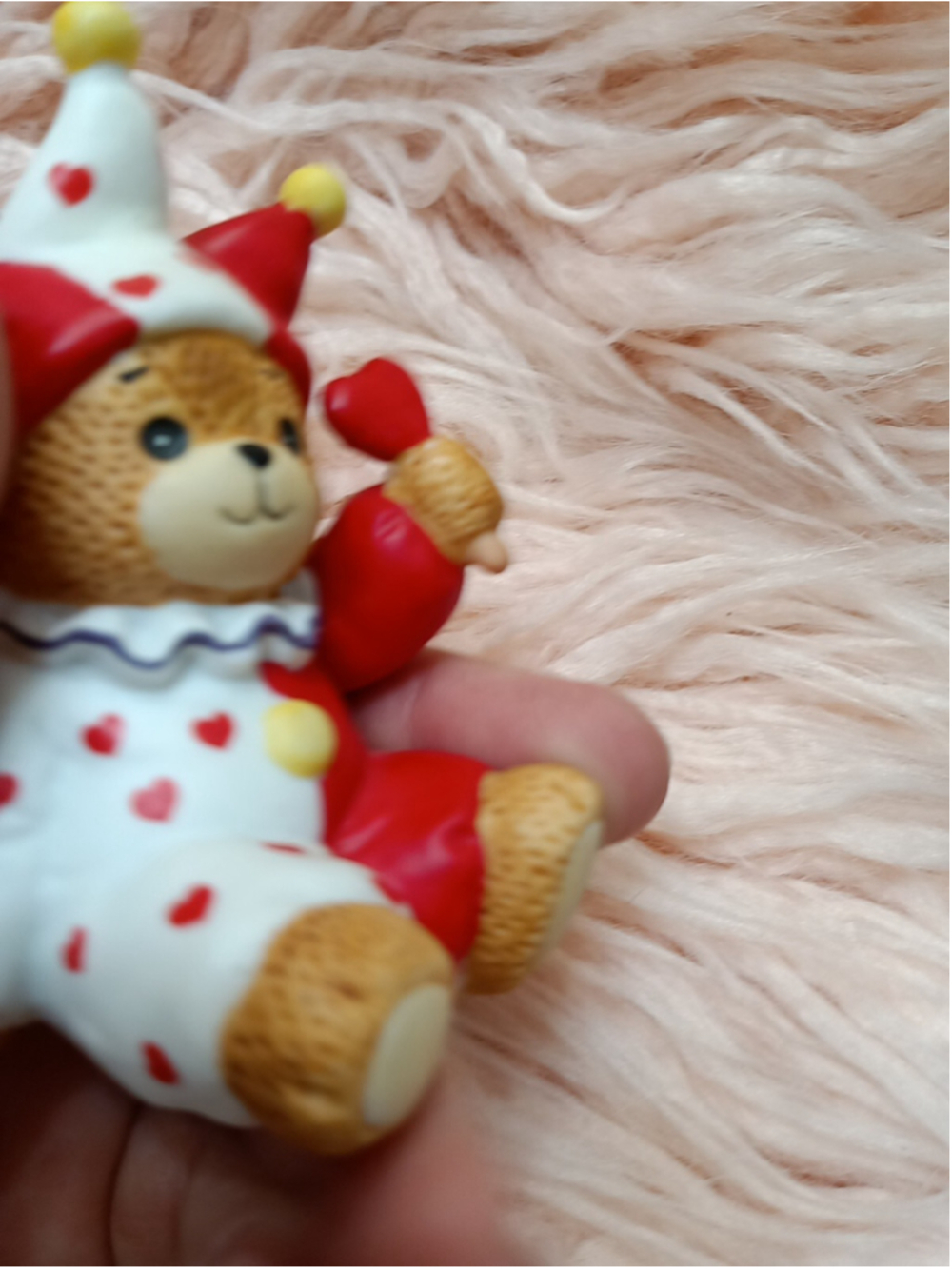 Lucy And Me Bear Figurine Vintage Valentines Day Heart Jester 1984 Red Clown - Picture 12 of 14